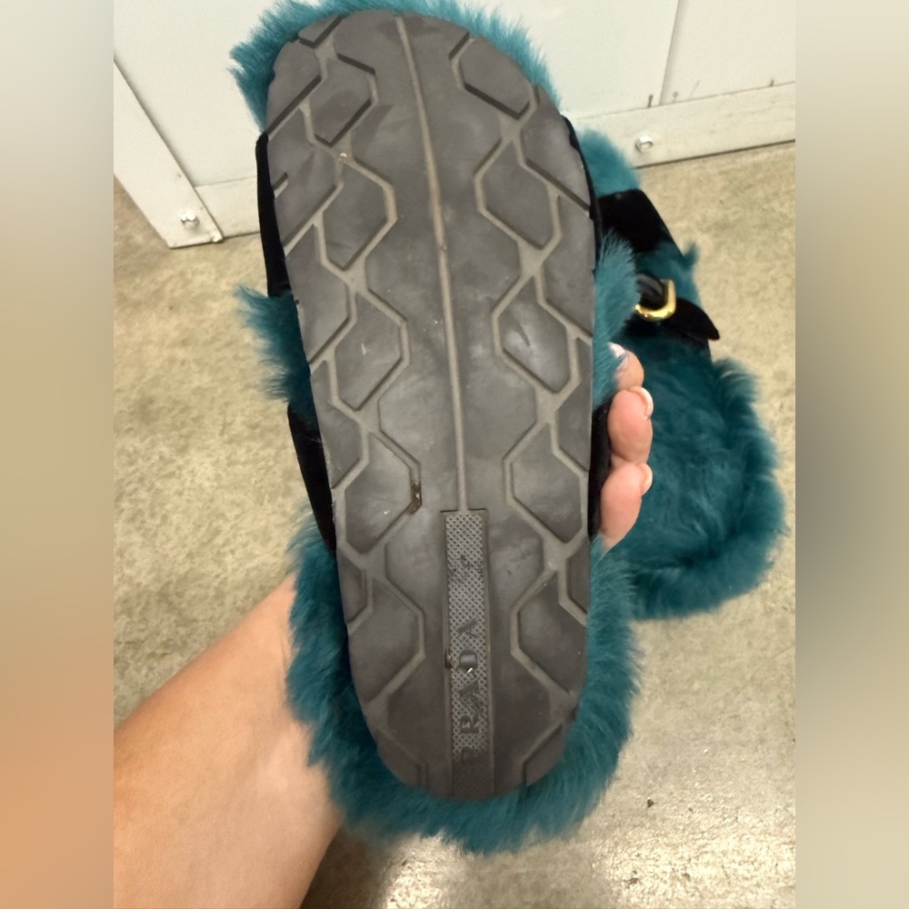 Prada 2017 Fur and Velvet Slide Sandals - Picture 8 of 9